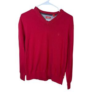 Izod Womens Medium Red V-Neck Long Sleeve Pullover Sweater